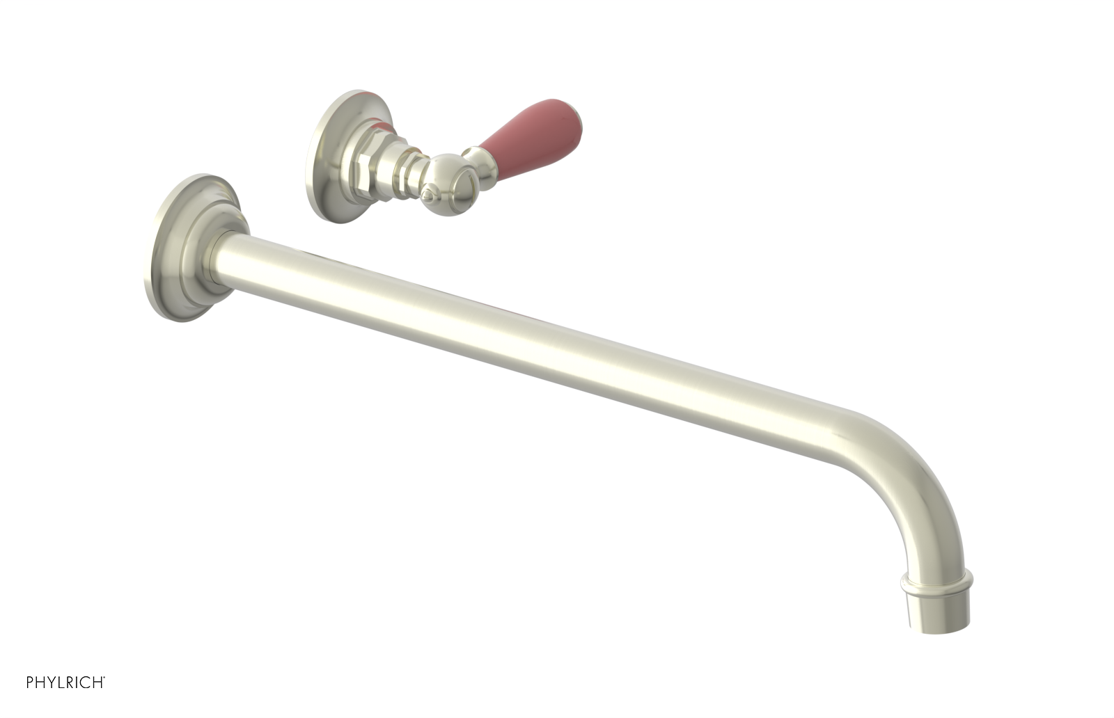 JAMESTOWN Single Handle Wall Lavatory Set - 14" Spout with "Pink" Accents 165-16-14