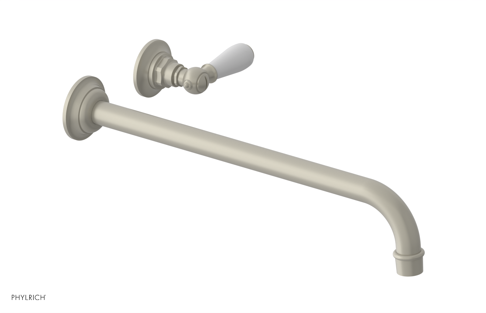 JAMESTOWN Single Handle Wall Lavatory Set - 14" Spout with "White" Accents 165-16-14