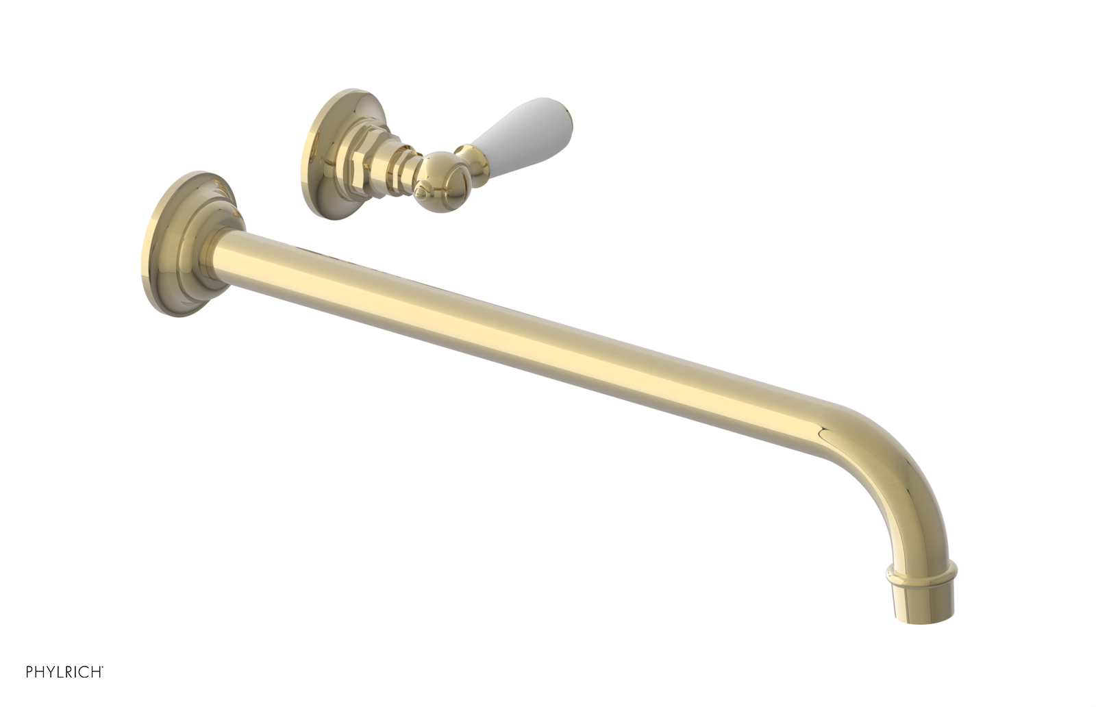 JAMESTOWN Single Handle Wall Lavatory Set - 14" Spout with "White" Accents 165-16-14