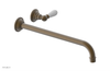 JAMESTOWN Single Handle Wall Lavatory Set - 14" Spout with "White" Accents 165-16-14