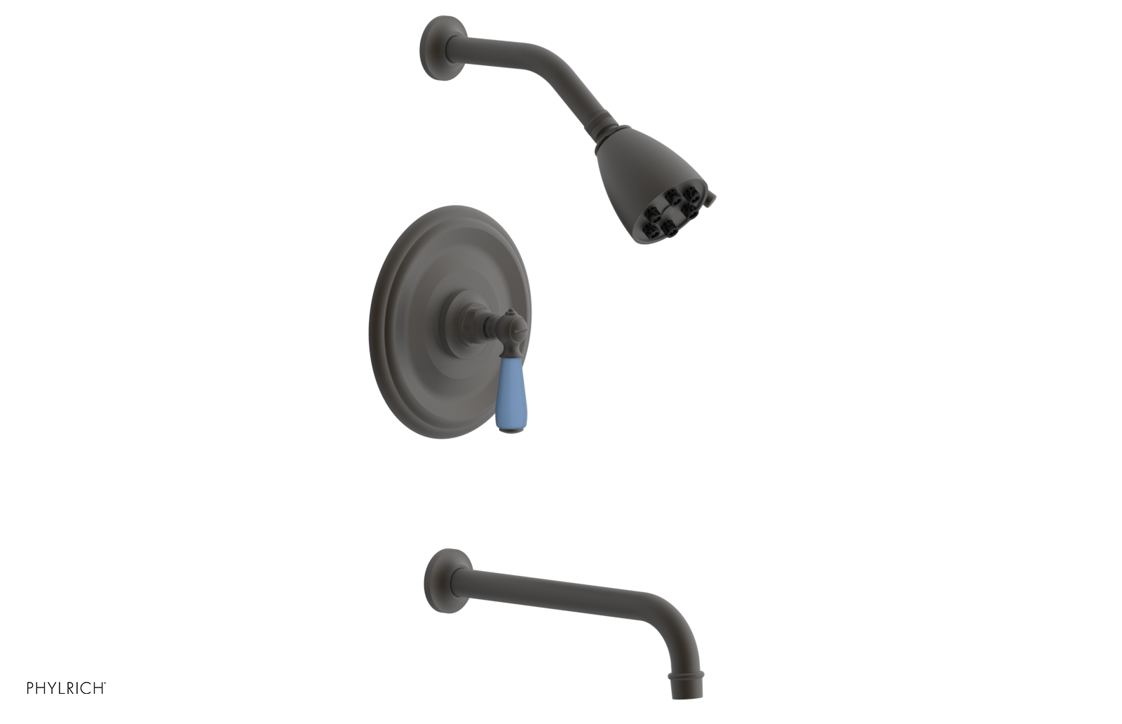 JAMESTOWN - 10" Pressure Balance Tub & Shower Set - Lever Handle with "Light Blue" Accents 165-27-10