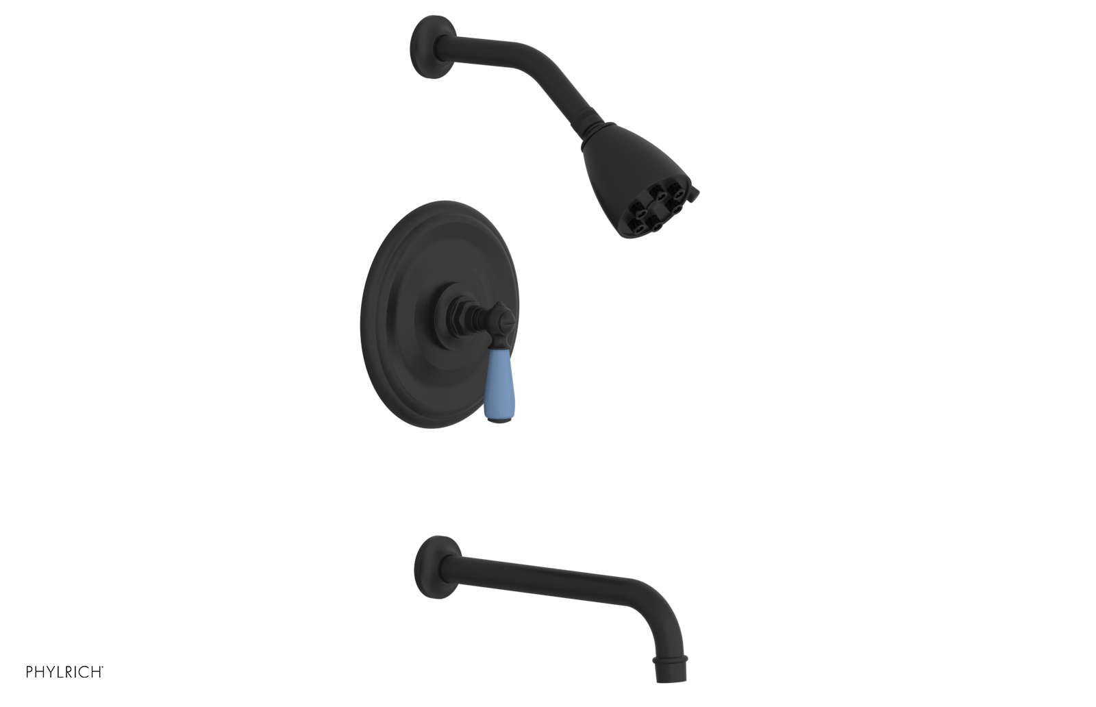 JAMESTOWN - 10" Pressure Balance Tub & Shower Set - Lever Handle with "Light Blue" Accents 165-27-10