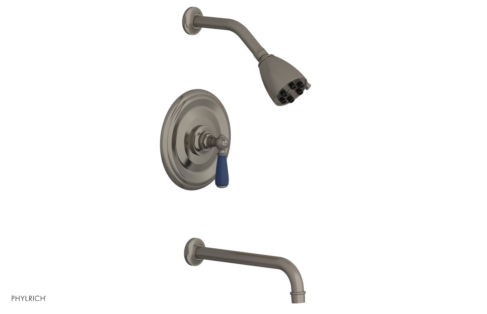 JAMESTOWN - 10" Pressure Balance Tub & Shower Set - Lever Handle with "Navy Blue" Accents 165-27-10
