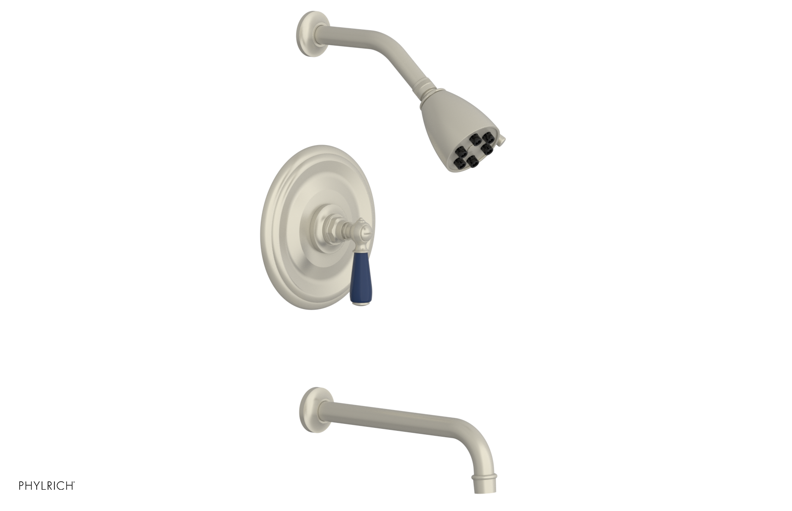 JAMESTOWN - 10" Pressure Balance Tub & Shower Set - Lever Handle with "Navy Blue" Accents 165-27-10
