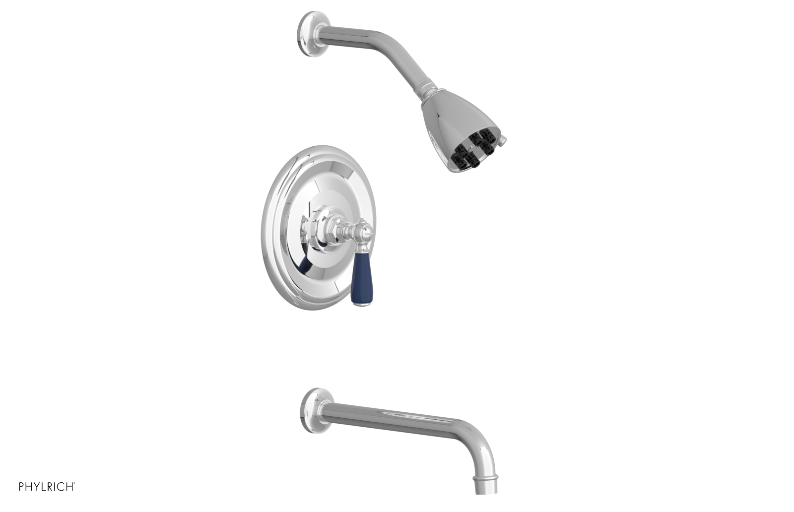 JAMESTOWN - 10" Pressure Balance Tub & Shower Set - Lever Handle with "Navy Blue" Accents 165-27-10