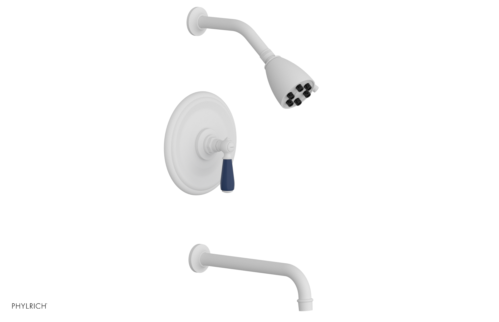 JAMESTOWN - 10" Pressure Balance Tub & Shower Set - Lever Handle with "Navy Blue" Accents 165-27-10