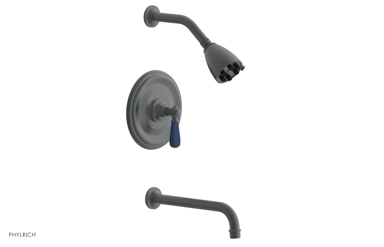 JAMESTOWN - 10" Pressure Balance Tub & Shower Set - Lever Handle with "Navy Blue" Accents 165-27-10