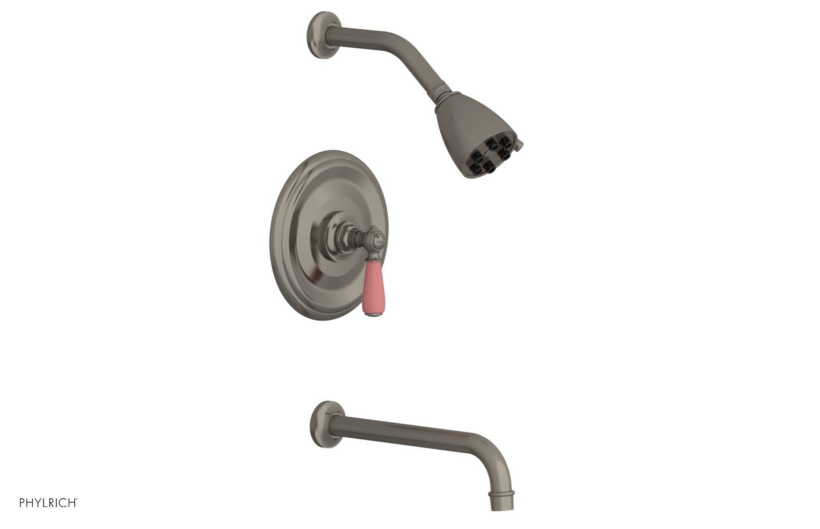 JAMESTOWN - 10" Pressure Balance Tub & Shower Set - Lever Handle with "Pink" Accents 165-27-10