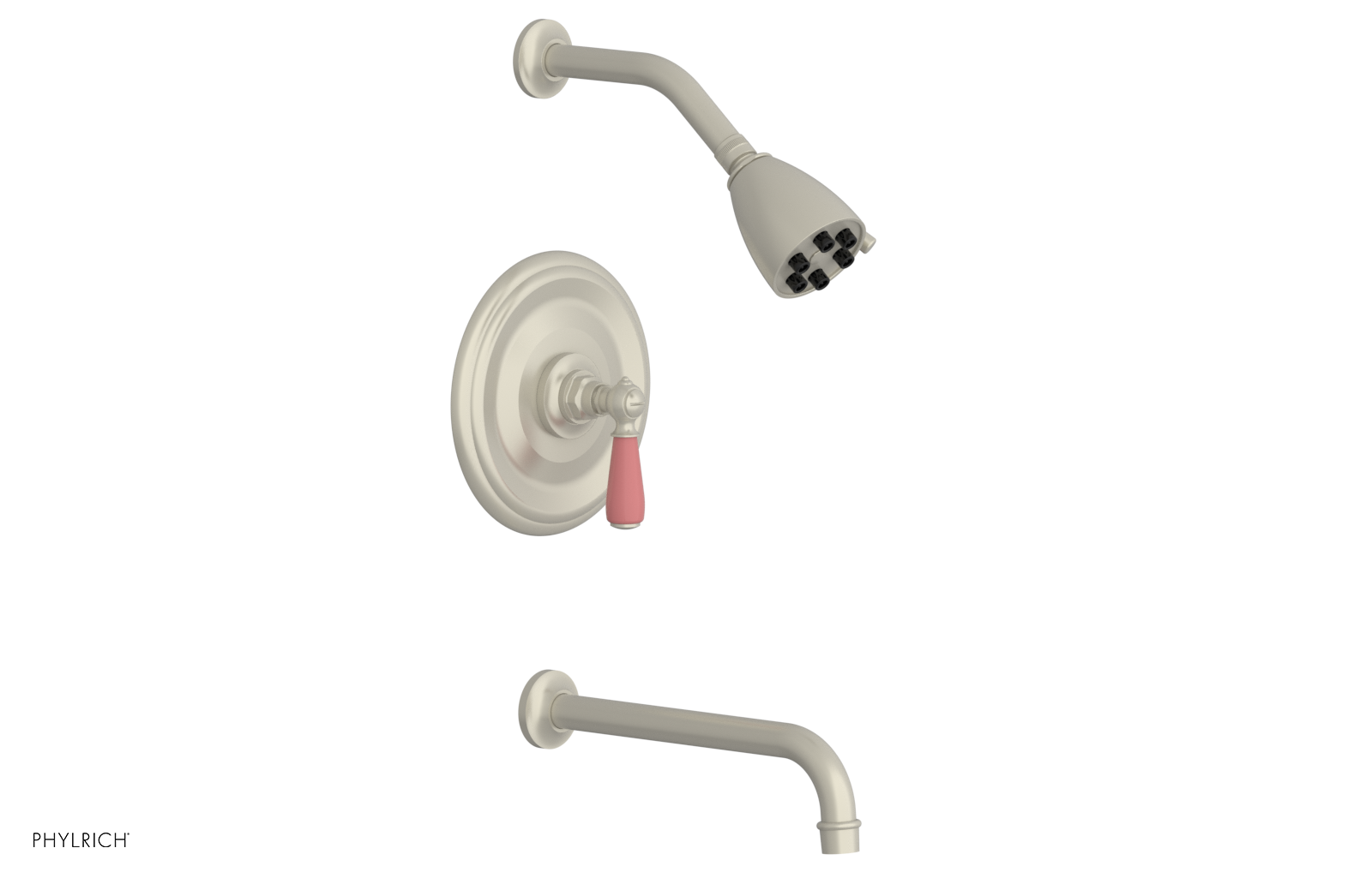 JAMESTOWN - 10" Pressure Balance Tub & Shower Set - Lever Handle with "Pink" Accents 165-27-10