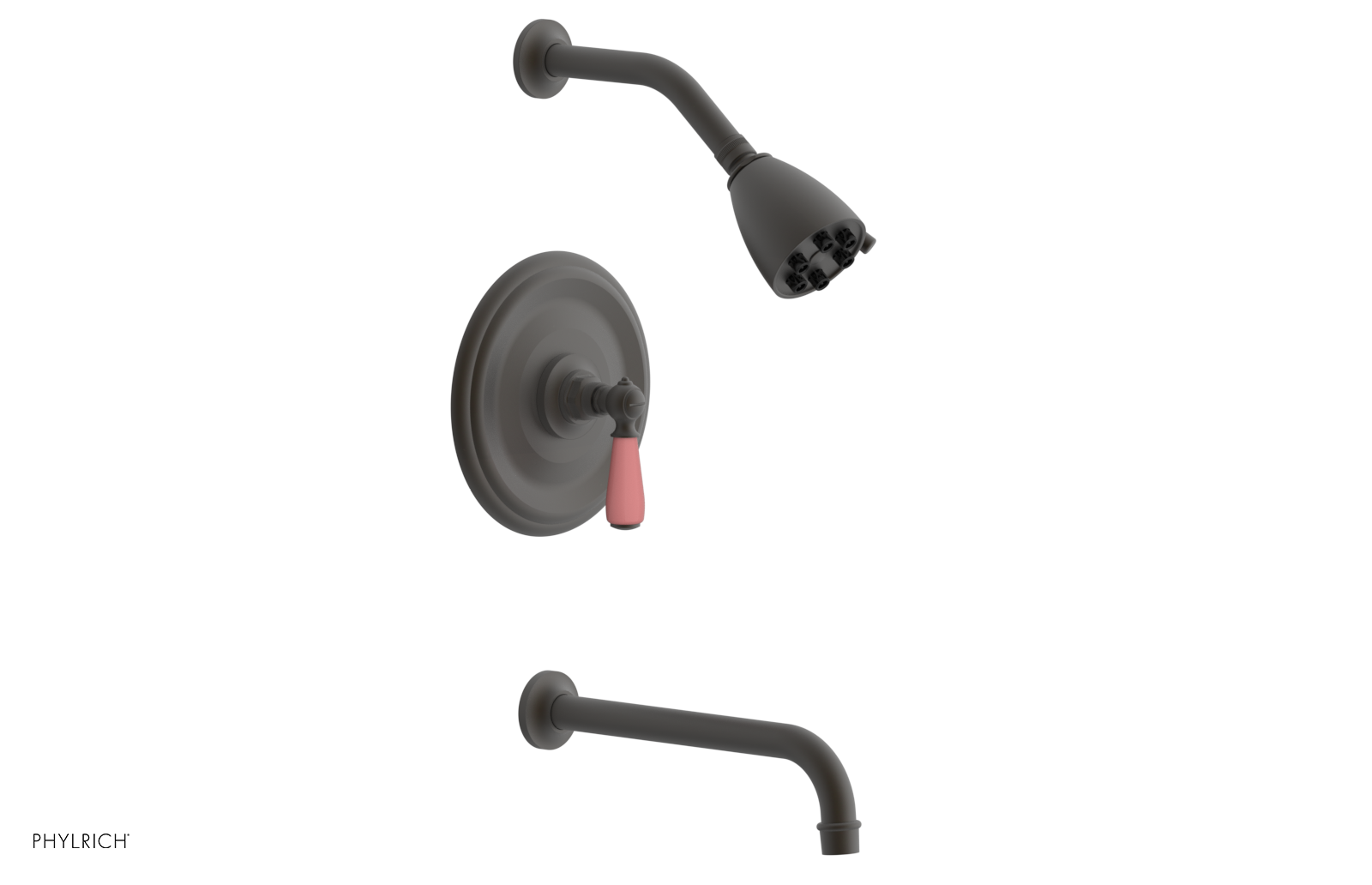 JAMESTOWN - 10" Pressure Balance Tub & Shower Set - Lever Handle with "Pink" Accents 165-27-10