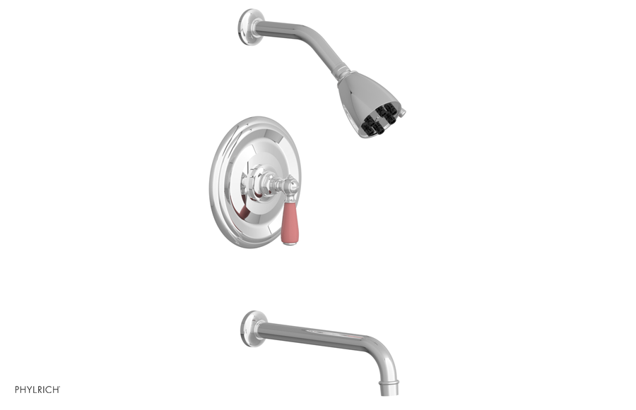 JAMESTOWN - 10" Pressure Balance Tub & Shower Set - Lever Handle with "Pink" Accents 165-27-10