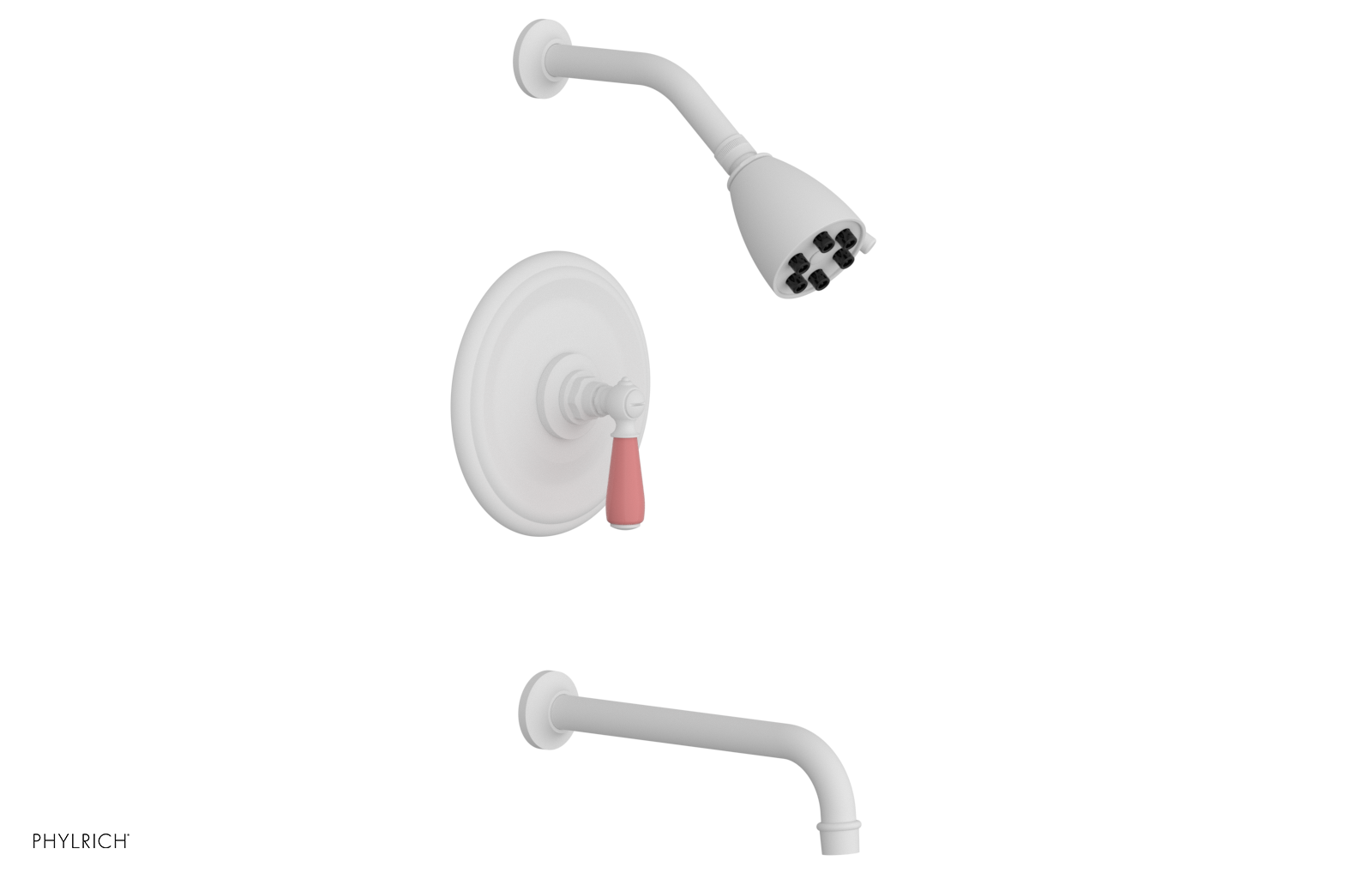 JAMESTOWN - 10" Pressure Balance Tub & Shower Set - Lever Handle with "Pink" Accents 165-27-10