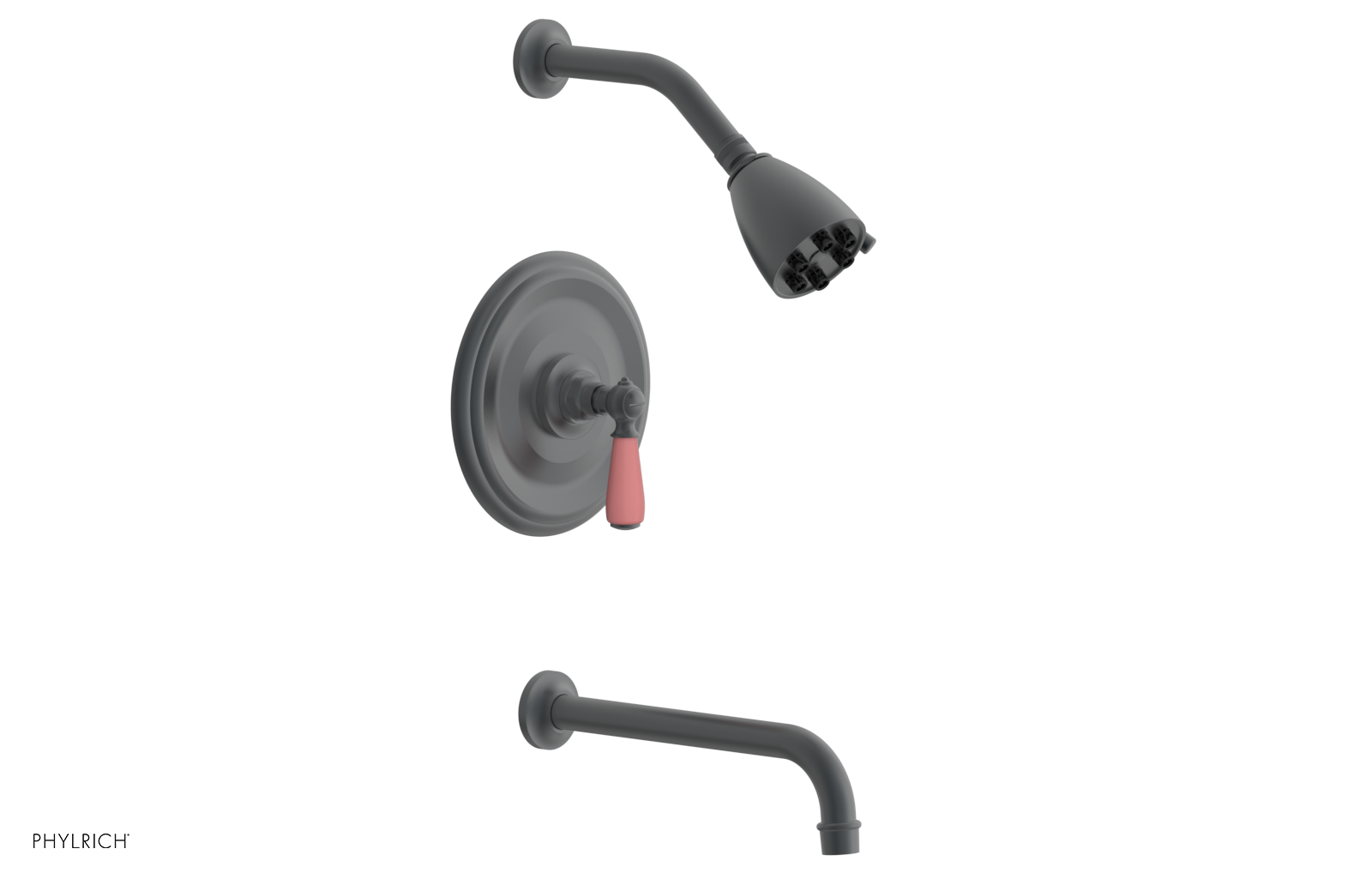JAMESTOWN - 10" Pressure Balance Tub & Shower Set - Lever Handle with "Pink" Accents 165-27-10