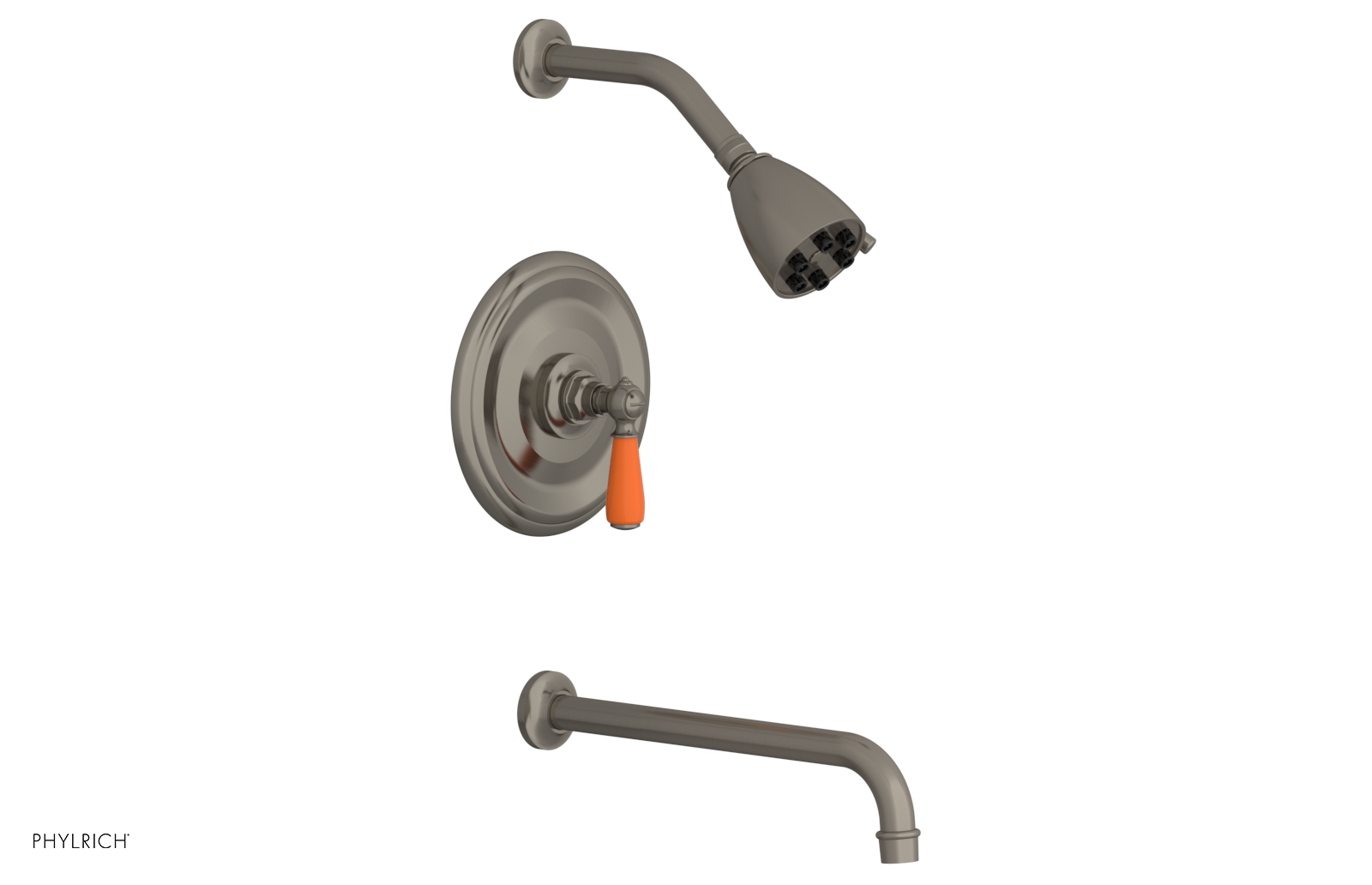 JAMESTOWN - 12" Pressure Balance Tub & Shower Set - Lever Handle with "Orange" Accents 165-27-12