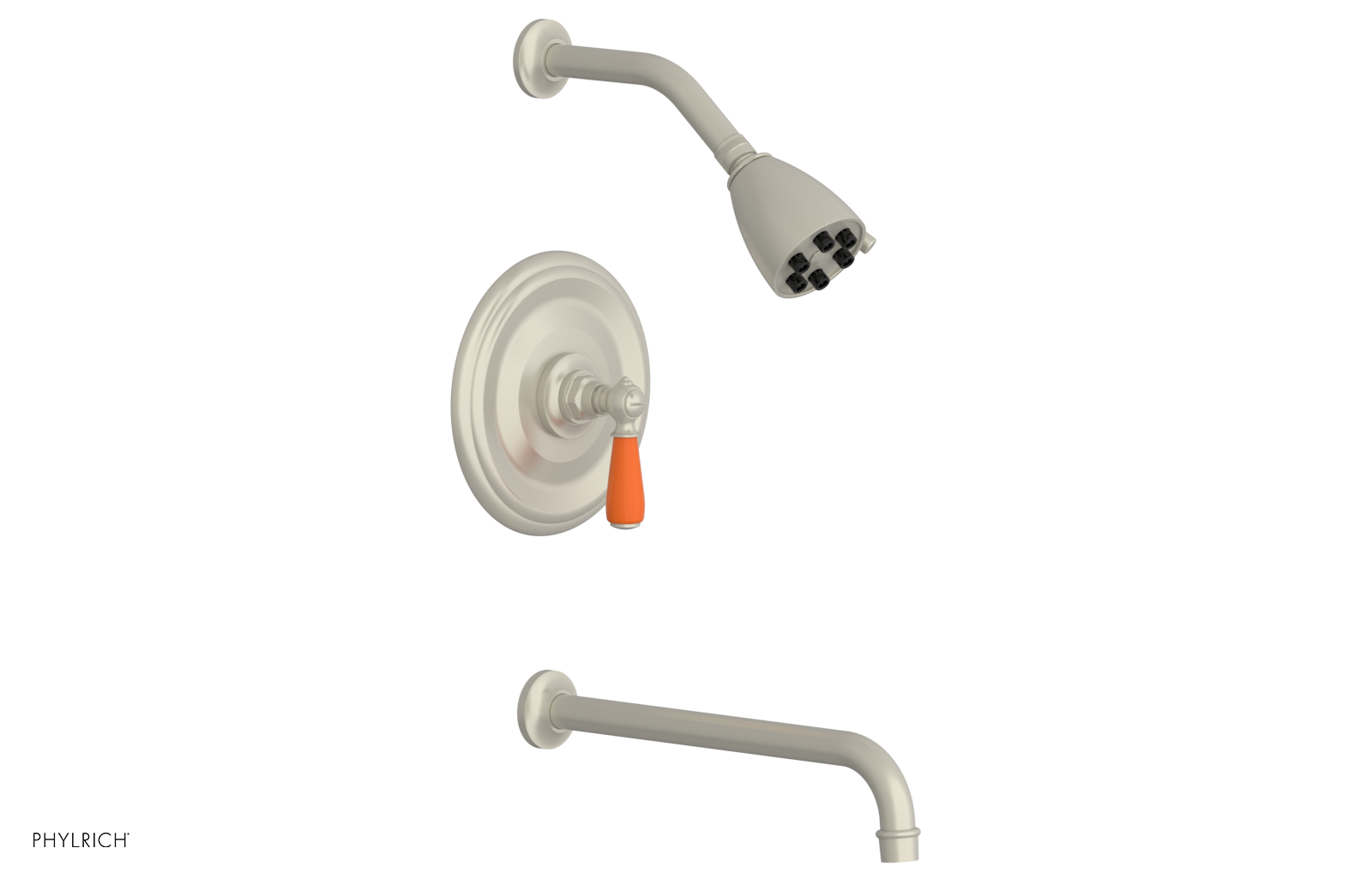 JAMESTOWN - 12" Pressure Balance Tub & Shower Set - Lever Handle with "Orange" Accents 165-27-12