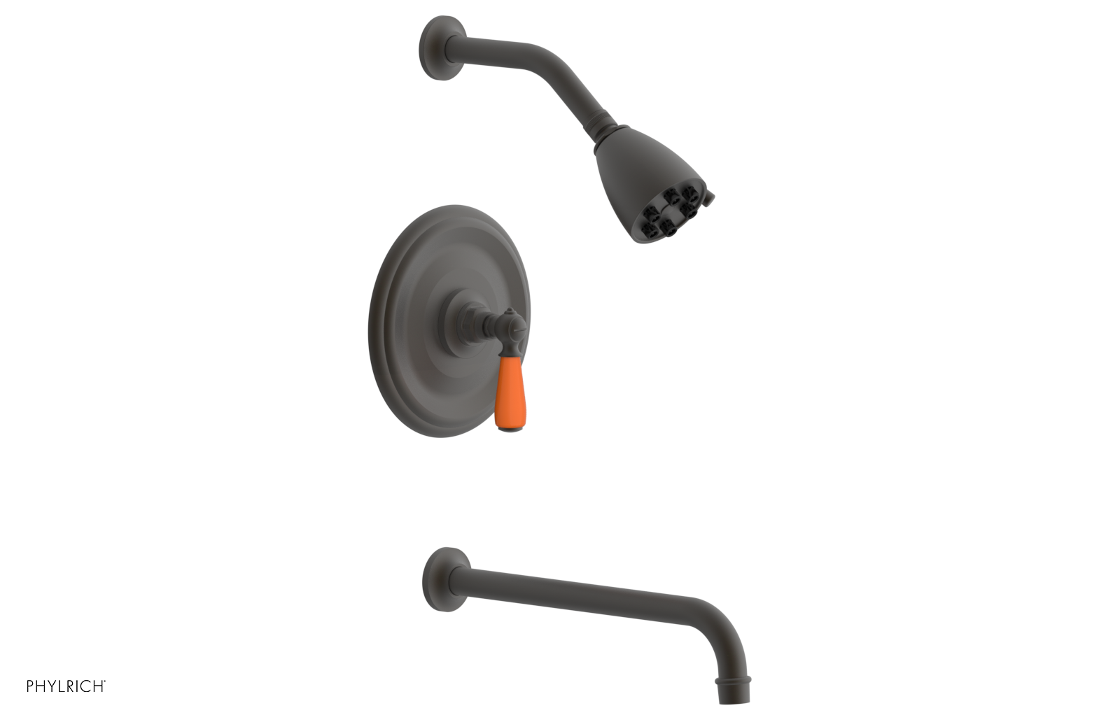 JAMESTOWN - 12" Pressure Balance Tub & Shower Set - Lever Handle with "Orange" Accents 165-27-12