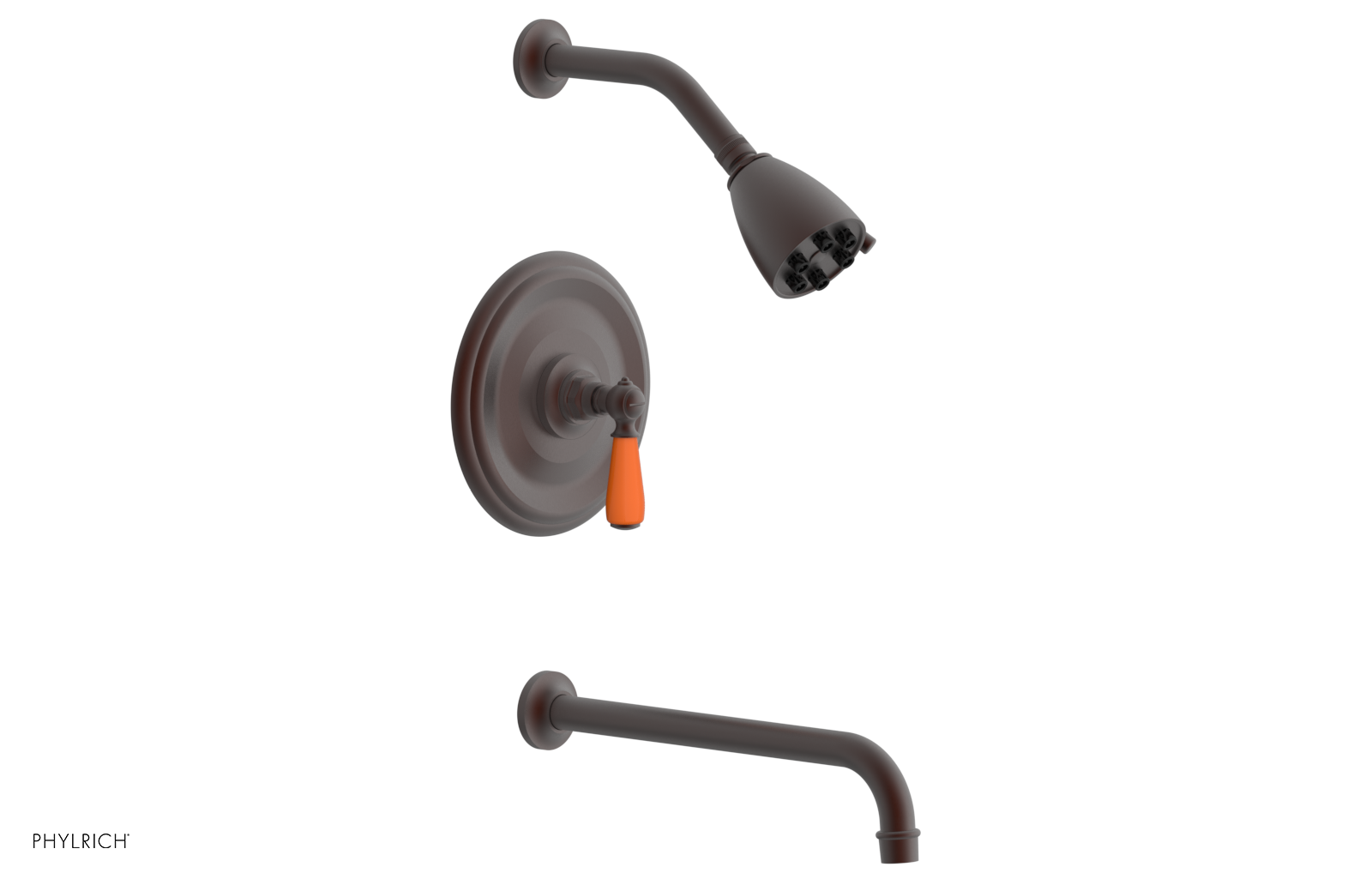 JAMESTOWN - 12" Pressure Balance Tub & Shower Set - Lever Handle with "Orange" Accents 165-27-12