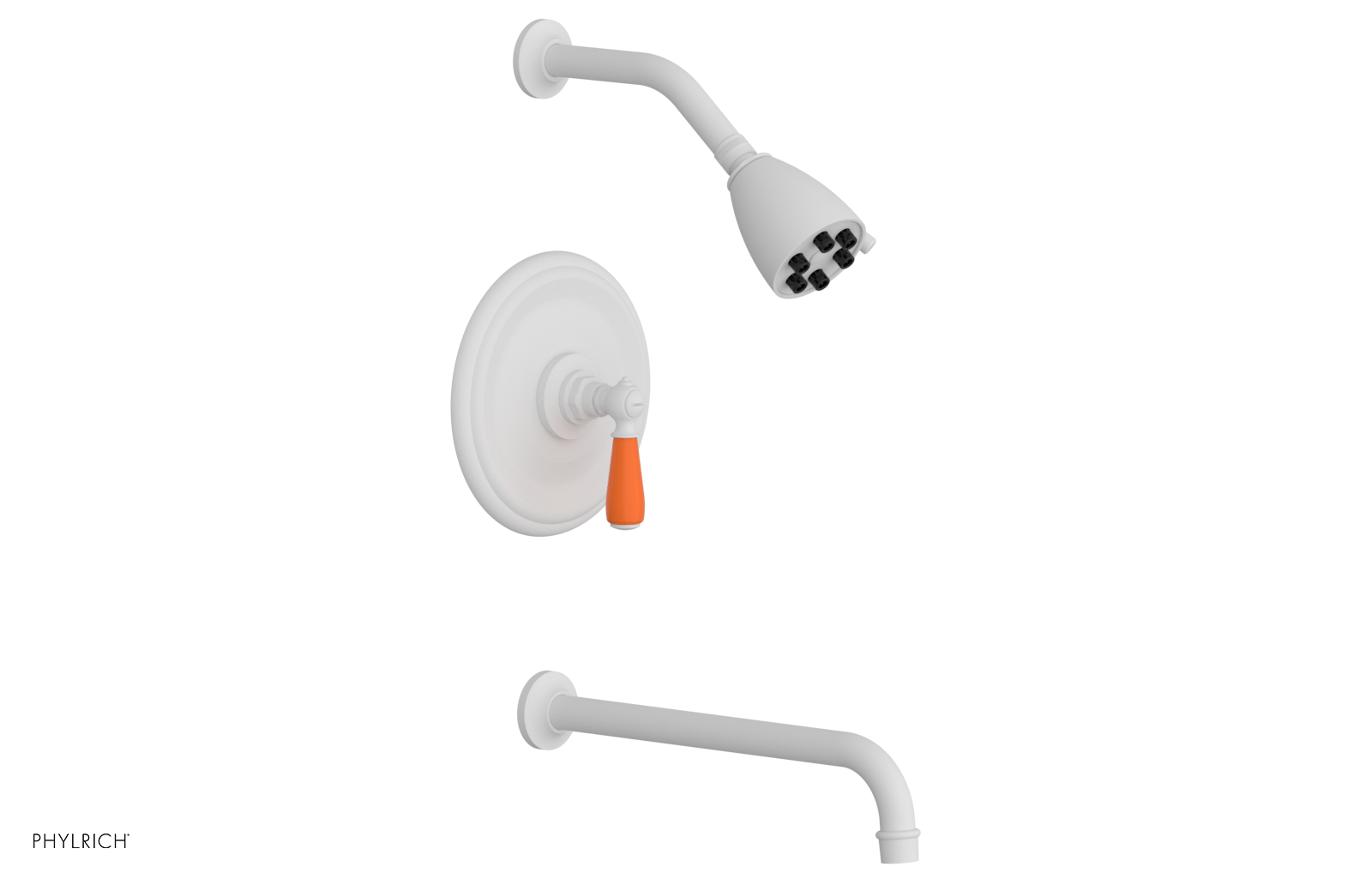 JAMESTOWN - 12" Pressure Balance Tub & Shower Set - Lever Handle with "Orange" Accents 165-27-12