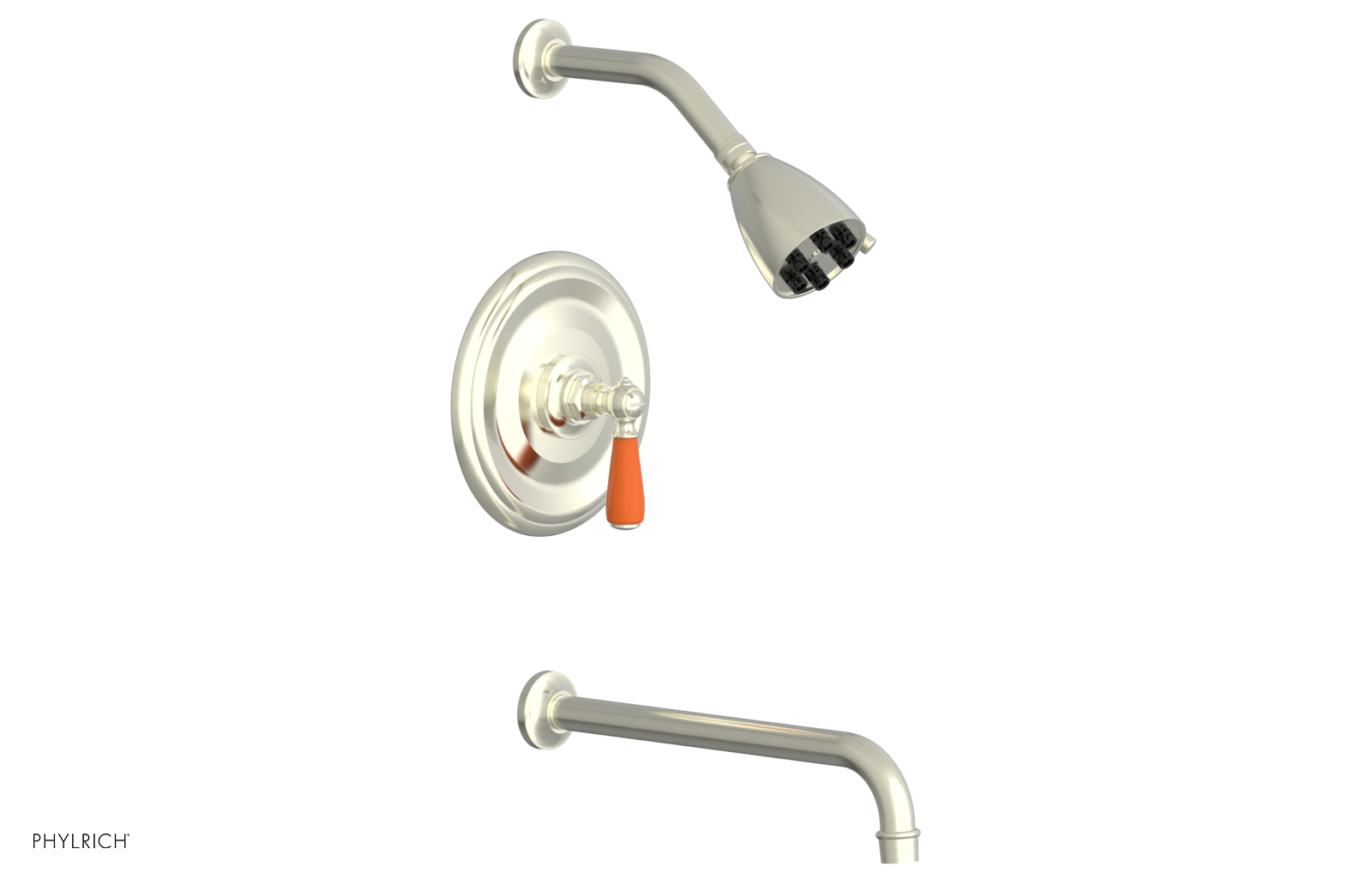 JAMESTOWN - 12" Pressure Balance Tub & Shower Set - Lever Handle with "Orange" Accents 165-27-12