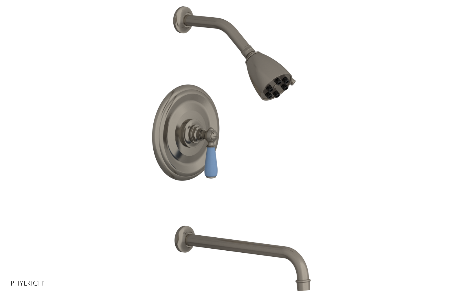 JAMESTOWN - 12" Pressure Balance Tub & Shower Set - Lever Handle with "Light Blue" Accents 165-27-12