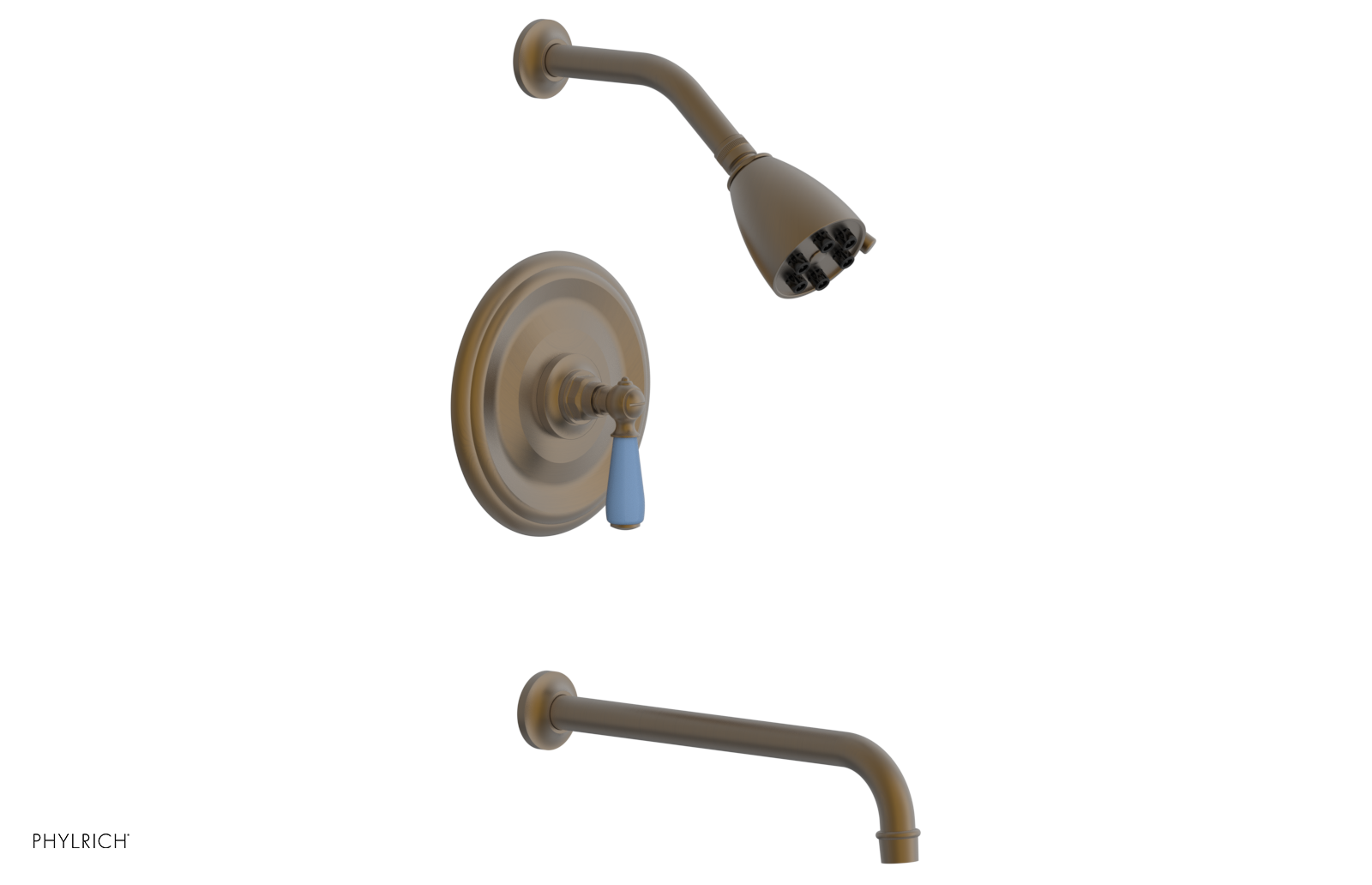 JAMESTOWN - 12" Pressure Balance Tub & Shower Set - Lever Handle with "Light Blue" Accents 165-27-12