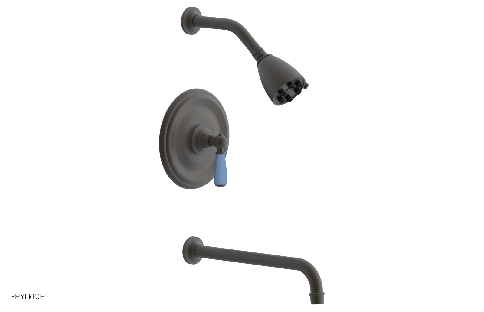 JAMESTOWN - 12" Pressure Balance Tub & Shower Set - Lever Handle with "Light Blue" Accents 165-27-12