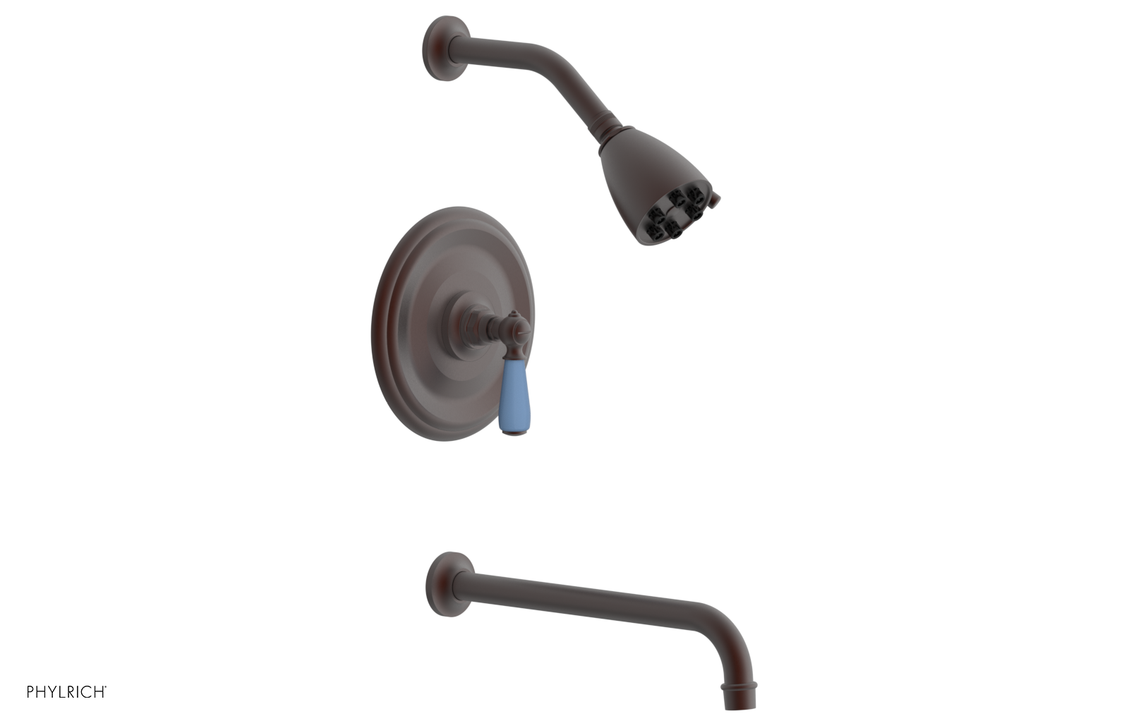 JAMESTOWN - 12" Pressure Balance Tub & Shower Set - Lever Handle with "Light Blue" Accents 165-27-12