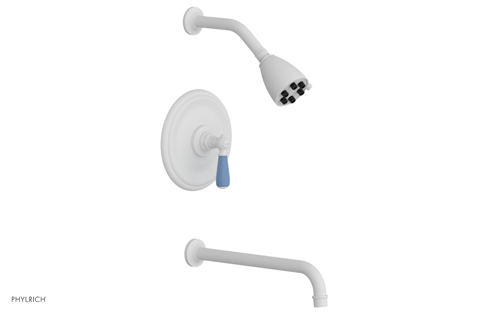 JAMESTOWN - 12" Pressure Balance Tub & Shower Set - Lever Handle with "Light Blue" Accents 165-27-12