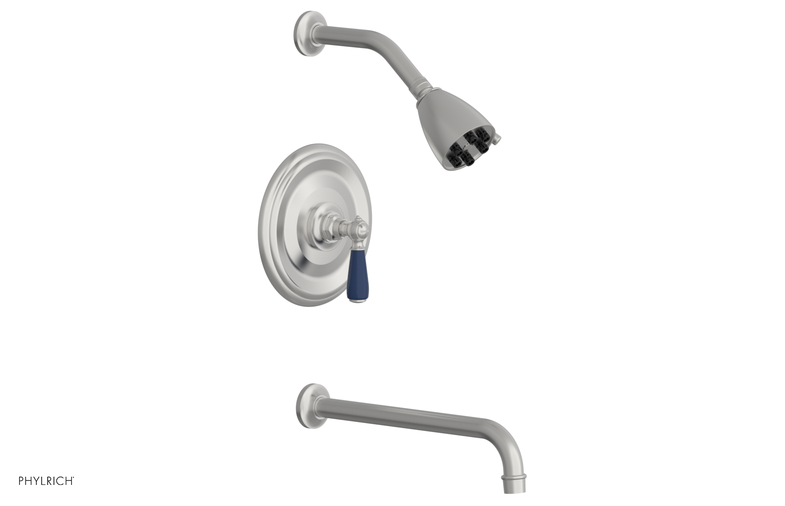 JAMESTOWN - 12" Pressure Balance Tub & Shower Set - Lever Handle with "Navy Blue" Accents 165-27-12