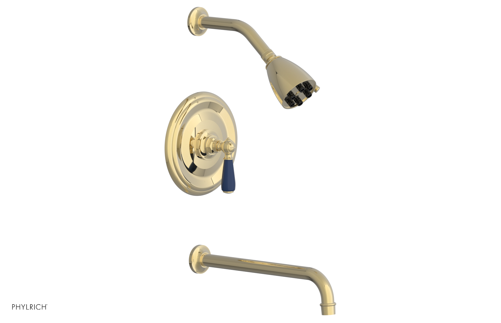 JAMESTOWN - 12" Pressure Balance Tub & Shower Set - Lever Handle with "Navy Blue" Accents 165-27-12