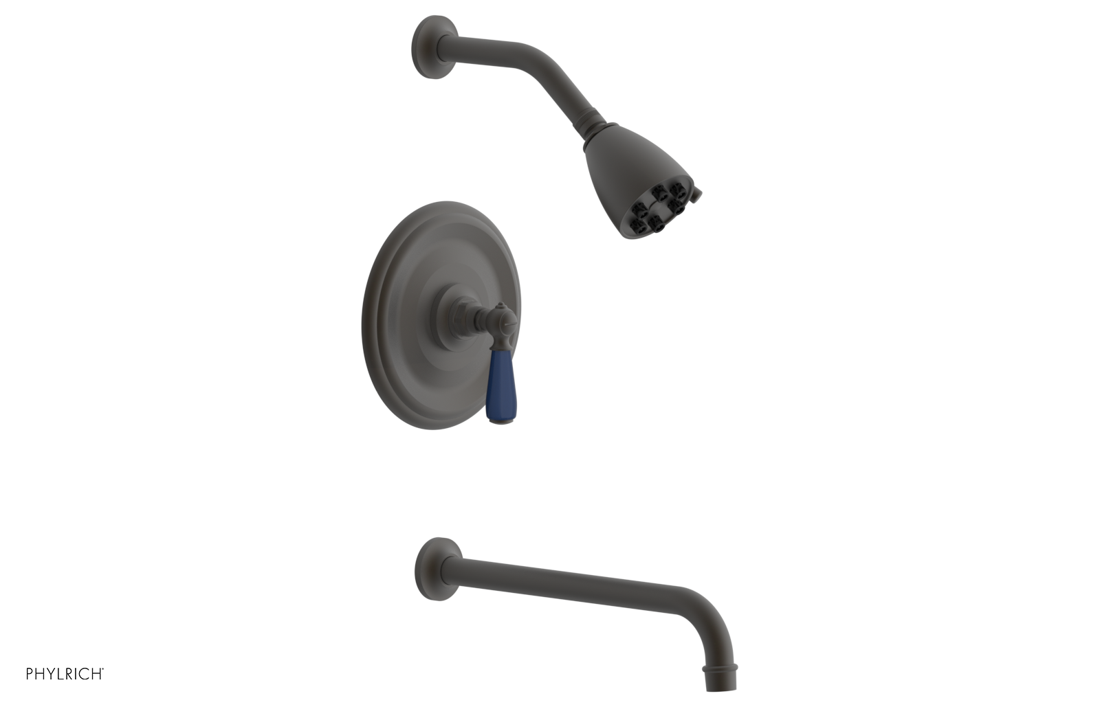 JAMESTOWN - 12" Pressure Balance Tub & Shower Set - Lever Handle with "Navy Blue" Accents 165-27-12