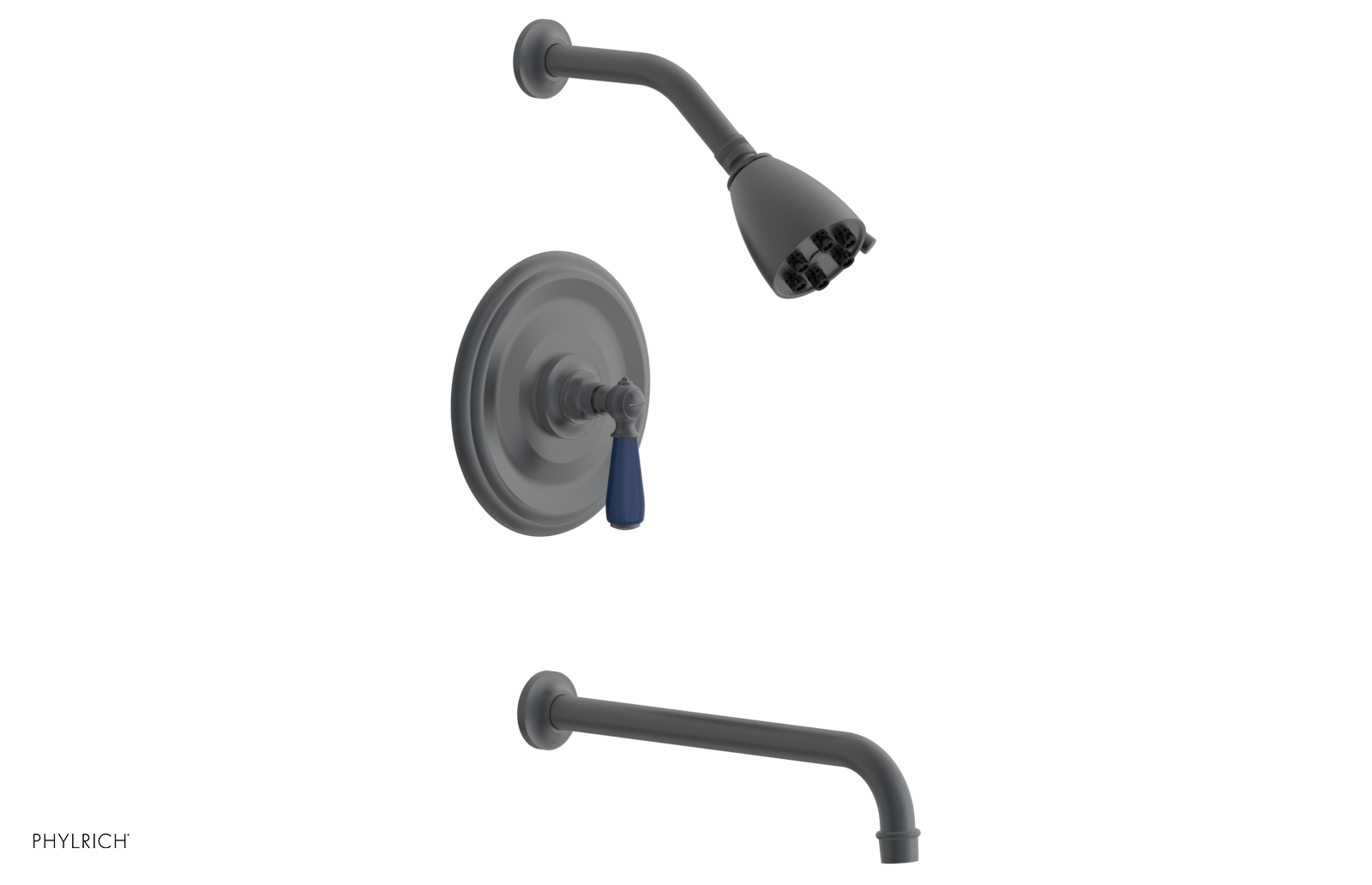 JAMESTOWN - 12" Pressure Balance Tub & Shower Set - Lever Handle with "Navy Blue" Accents 165-27-12
