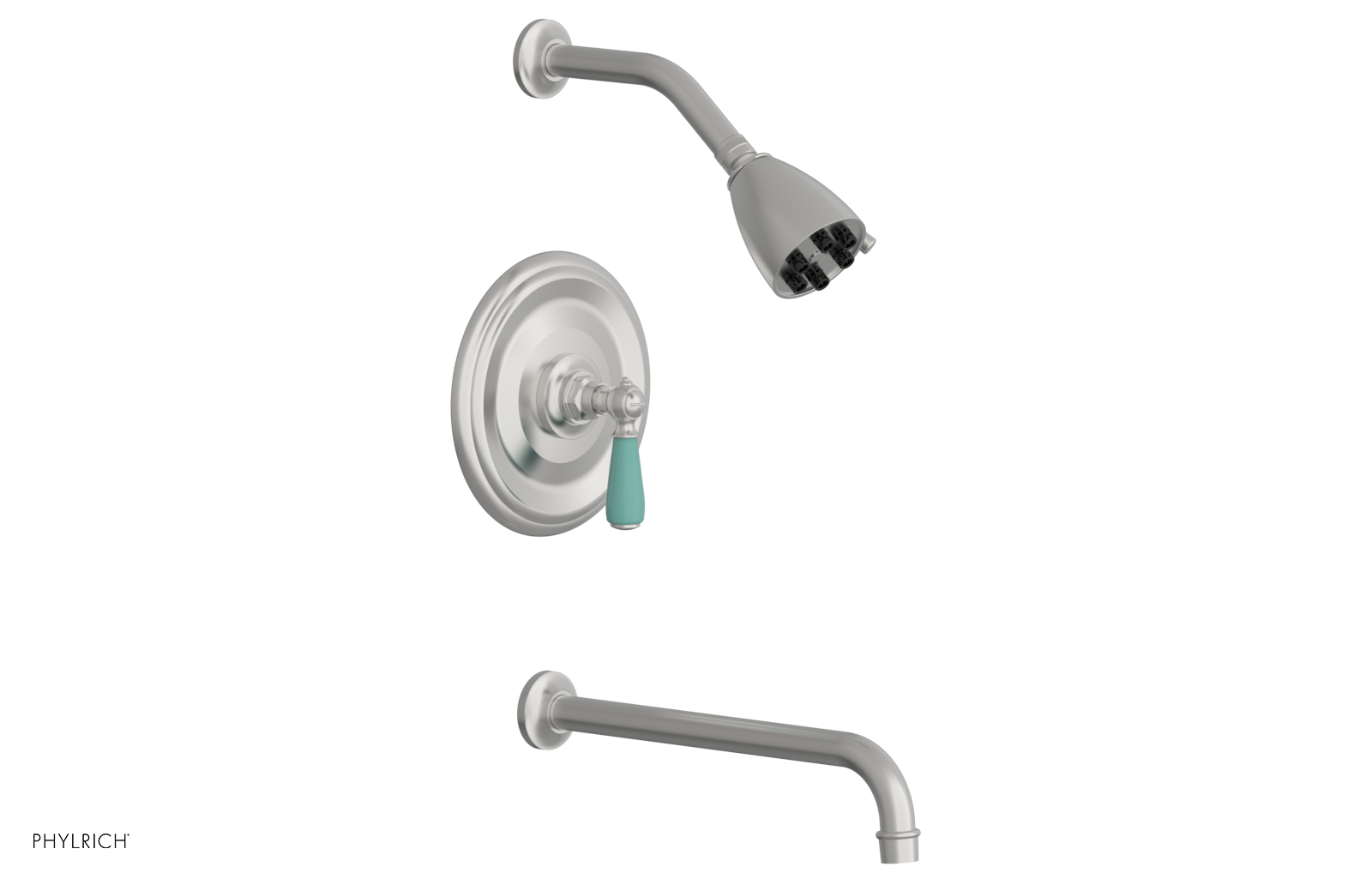 JAMESTOWN - 12" Pressure Balance Tub & Shower Set - Lever Handle with "Turqoise" Accents 165-27-12