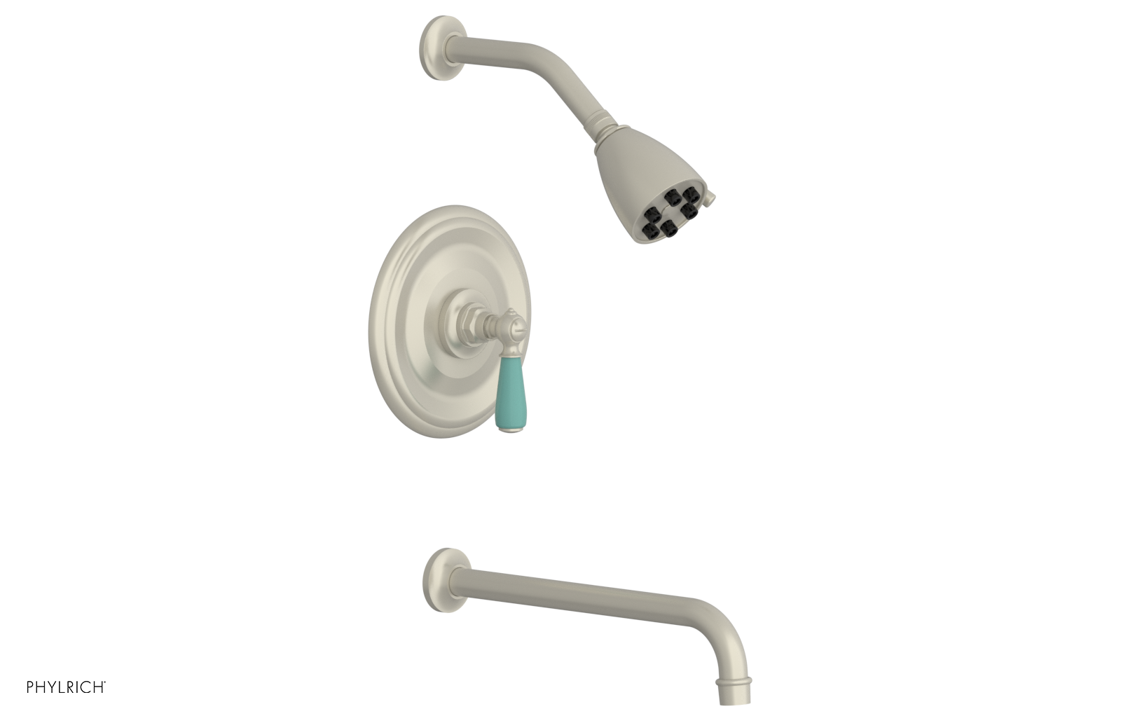 JAMESTOWN - 12" Pressure Balance Tub & Shower Set - Lever Handle with "Turqoise" Accents 165-27-12