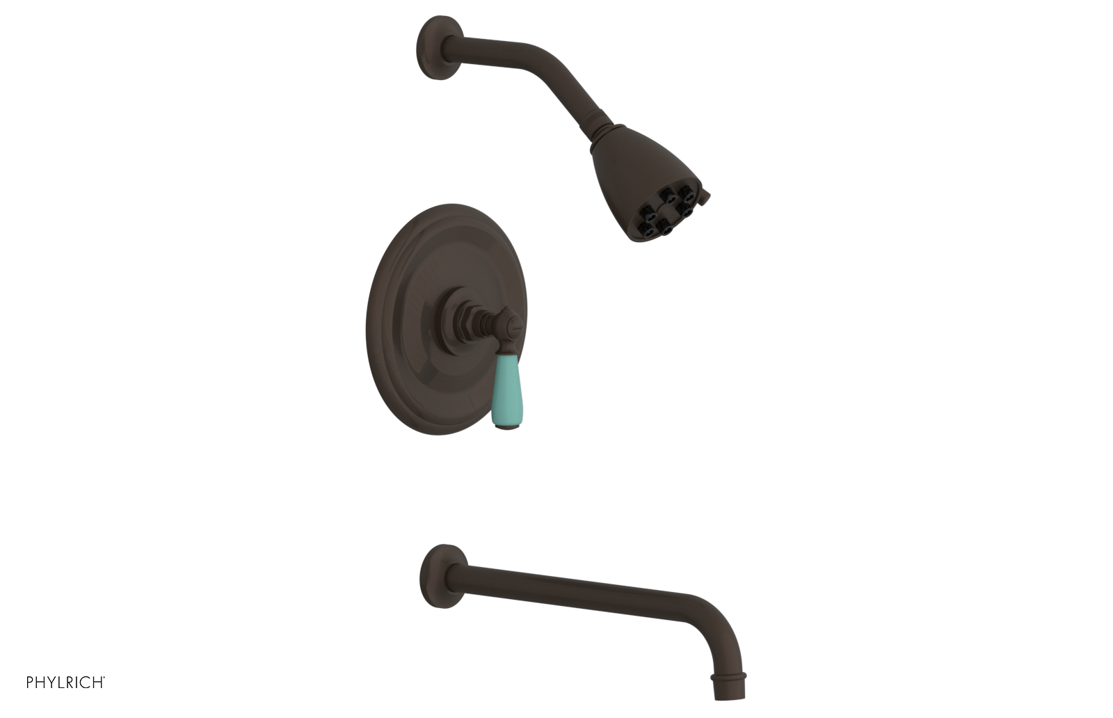 JAMESTOWN - 12" Pressure Balance Tub & Shower Set - Lever Handle with "Turqoise" Accents 165-27-12