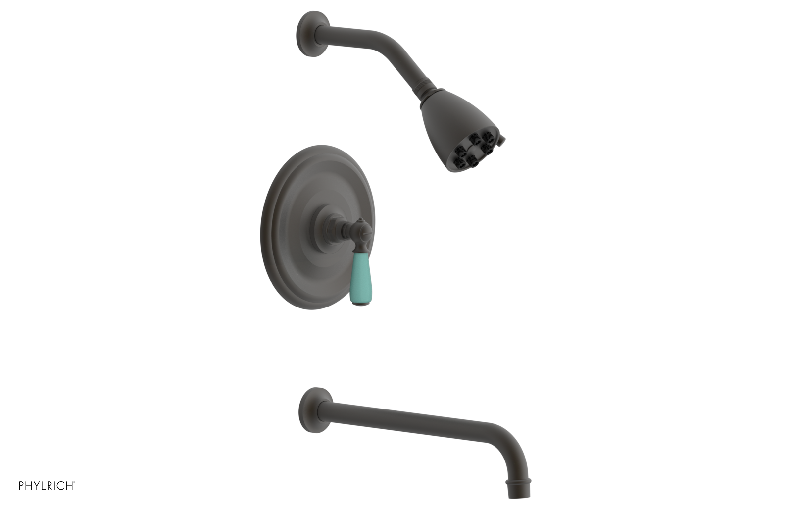 JAMESTOWN - 12" Pressure Balance Tub & Shower Set - Lever Handle with "Turqoise" Accents 165-27-12