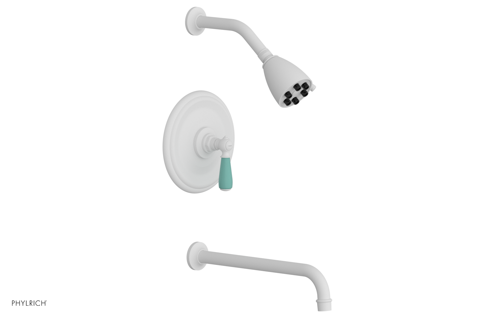 JAMESTOWN - 12" Pressure Balance Tub & Shower Set - Lever Handle with "Turqoise" Accents 165-27-12
