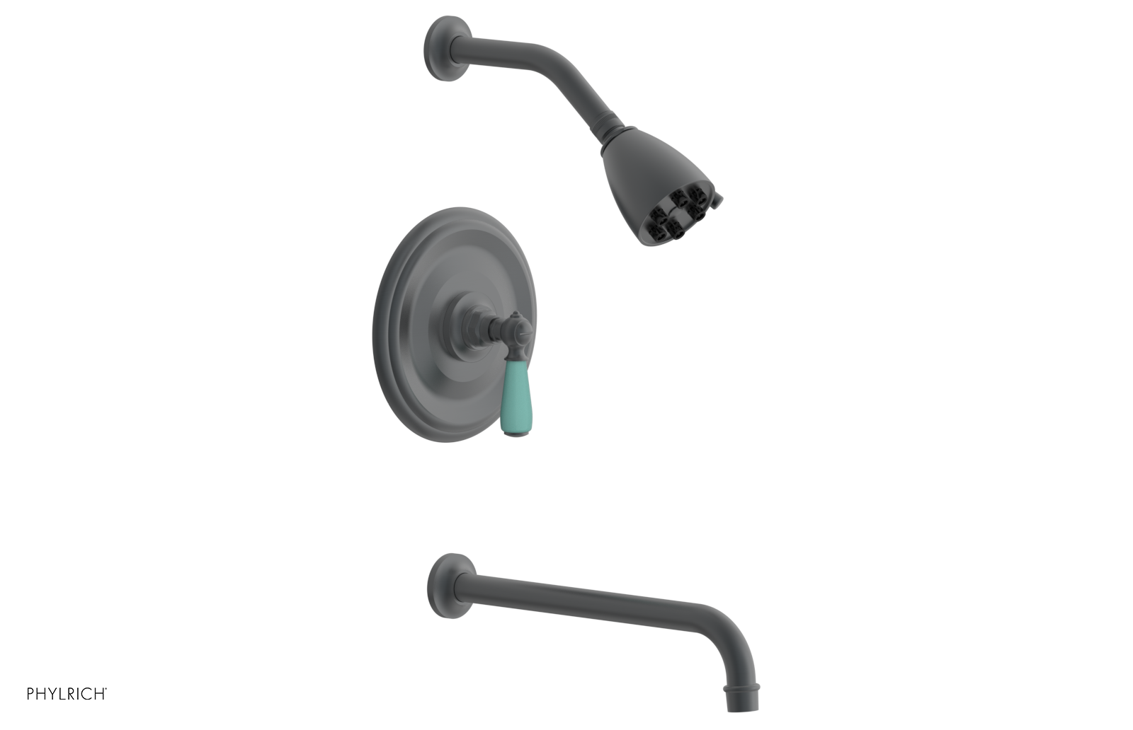 JAMESTOWN - 12" Pressure Balance Tub & Shower Set - Lever Handle with "Turqoise" Accents 165-27-12