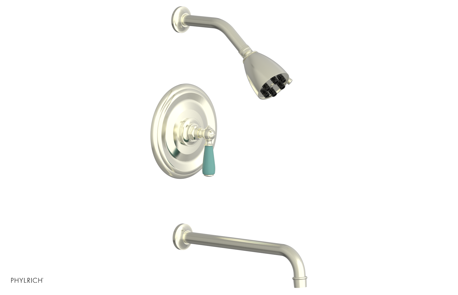 JAMESTOWN - 12" Pressure Balance Tub & Shower Set - Lever Handle with "Turqoise" Accents 165-27-12