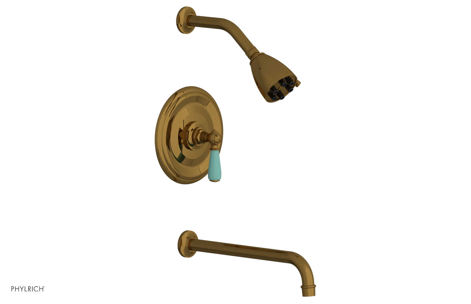 JAMESTOWN - 12" Pressure Balance Tub & Shower Set - Lever Handle with "Turqoise" Accents 165-27-12