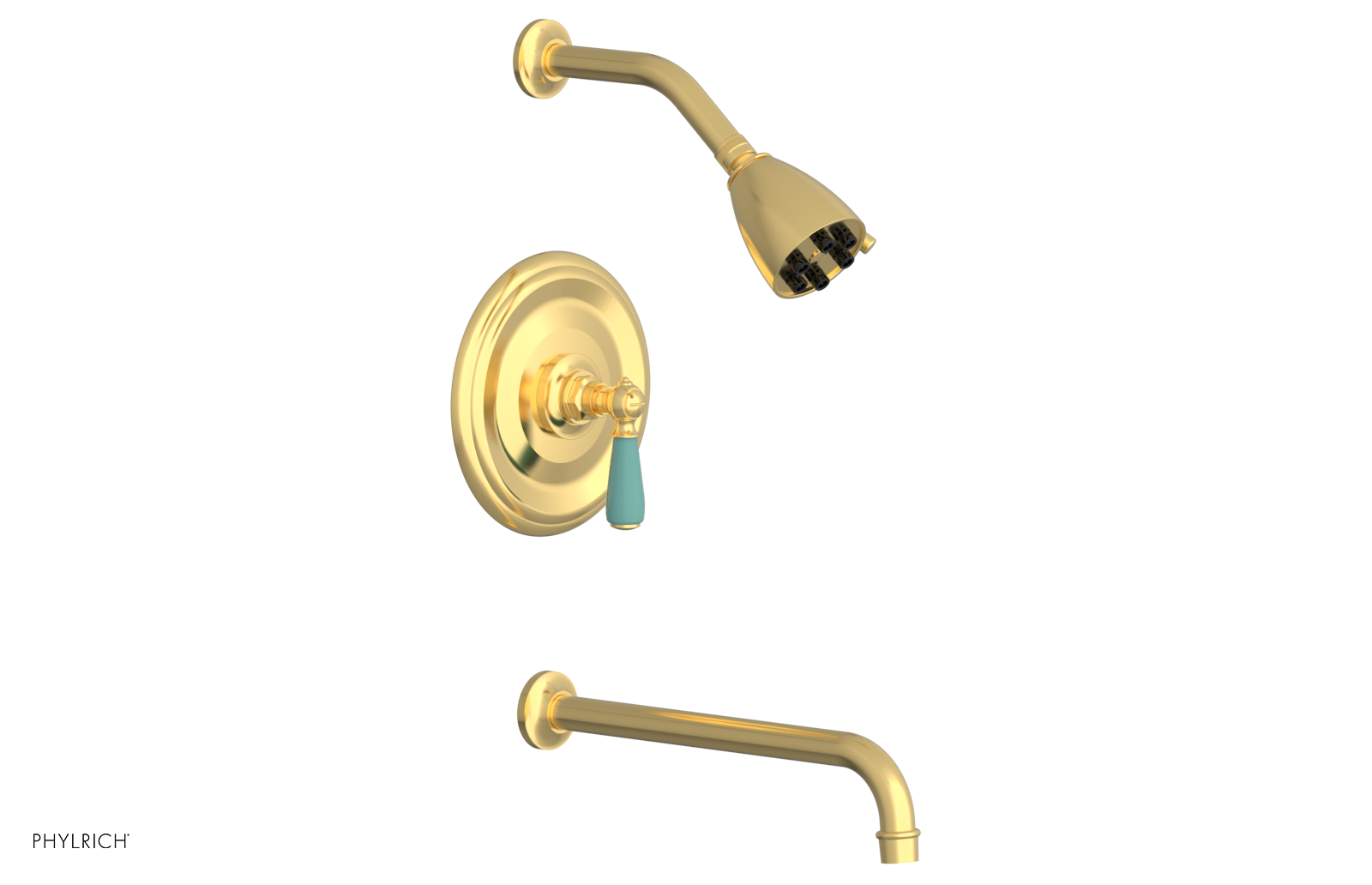 JAMESTOWN - 12" Pressure Balance Tub & Shower Set - Lever Handle with "Turqoise" Accents 165-27-12
