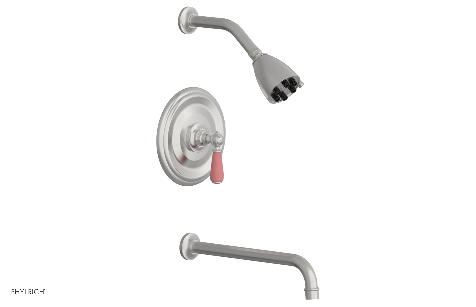 JAMESTOWN - 12" Pressure Balance Tub & Shower Set - Lever Handle with "Pink" Accents 165-27-12