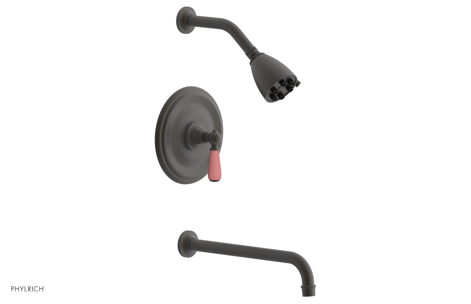 JAMESTOWN - 12" Pressure Balance Tub & Shower Set - Lever Handle with "Pink" Accents 165-27-12