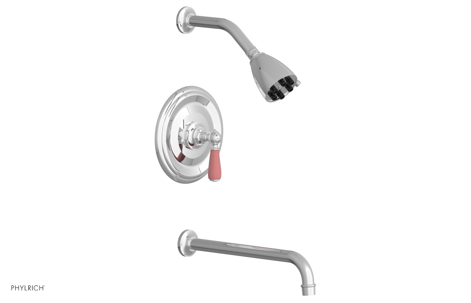 JAMESTOWN - 12" Pressure Balance Tub & Shower Set - Lever Handle with "Pink" Accents 165-27-12