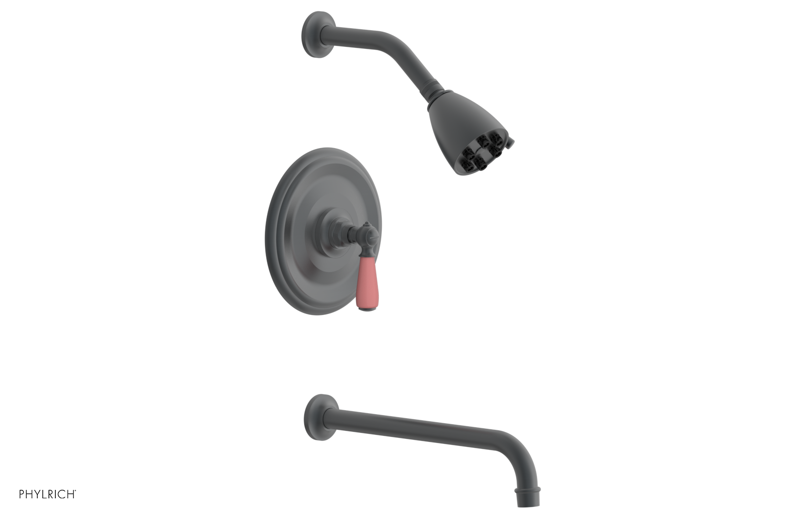 JAMESTOWN - 12" Pressure Balance Tub & Shower Set - Lever Handle with "Pink" Accents 165-27-12