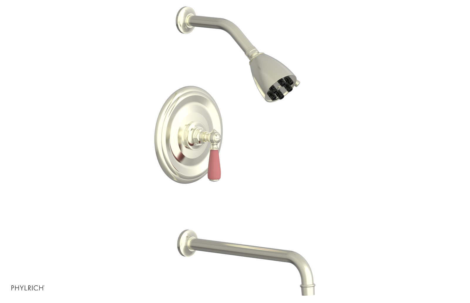 JAMESTOWN - 12" Pressure Balance Tub & Shower Set - Lever Handle with "Pink" Accents 165-27-12