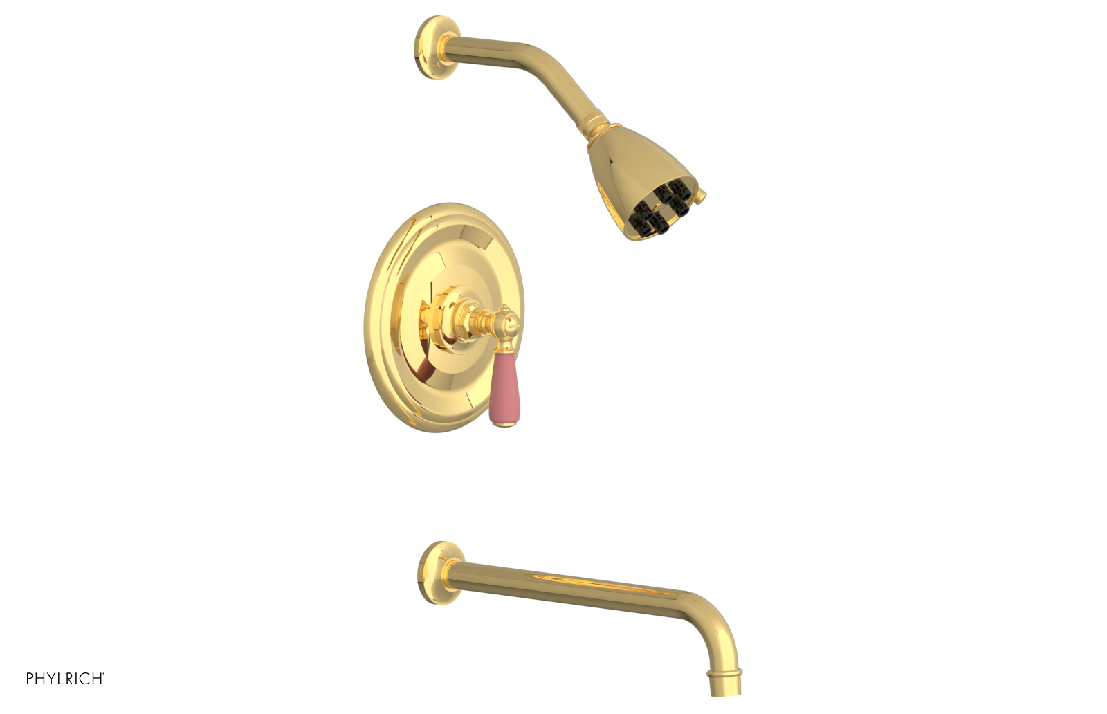 JAMESTOWN - 12" Pressure Balance Tub & Shower Set - Lever Handle with "Pink" Accents 165-27-12