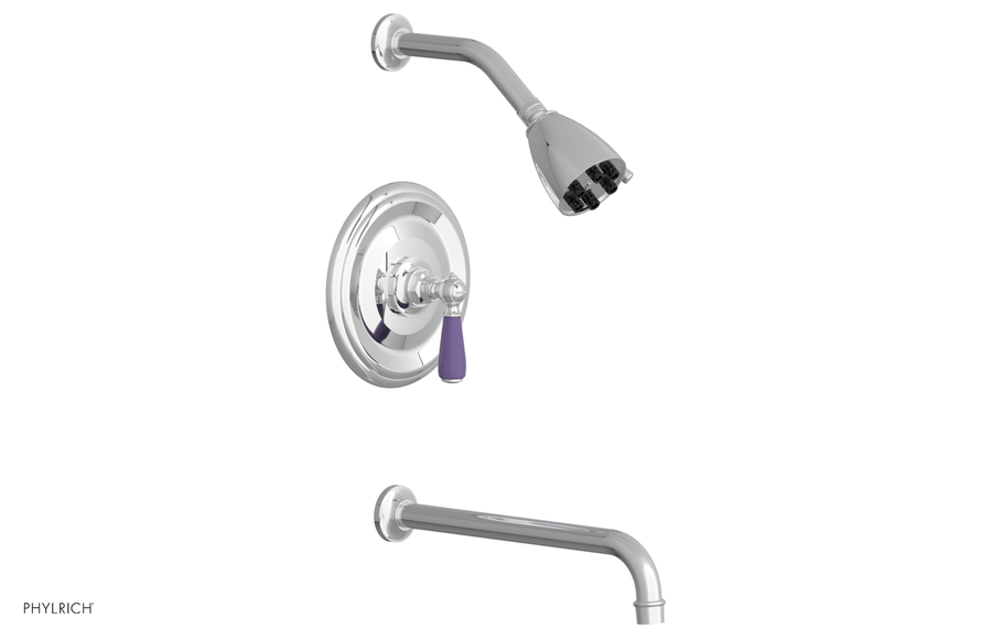 JAMESTOWN - 12" Pressure Balance Tub & Shower Set - Lever Handle with "Purple" Accents 165-27-12