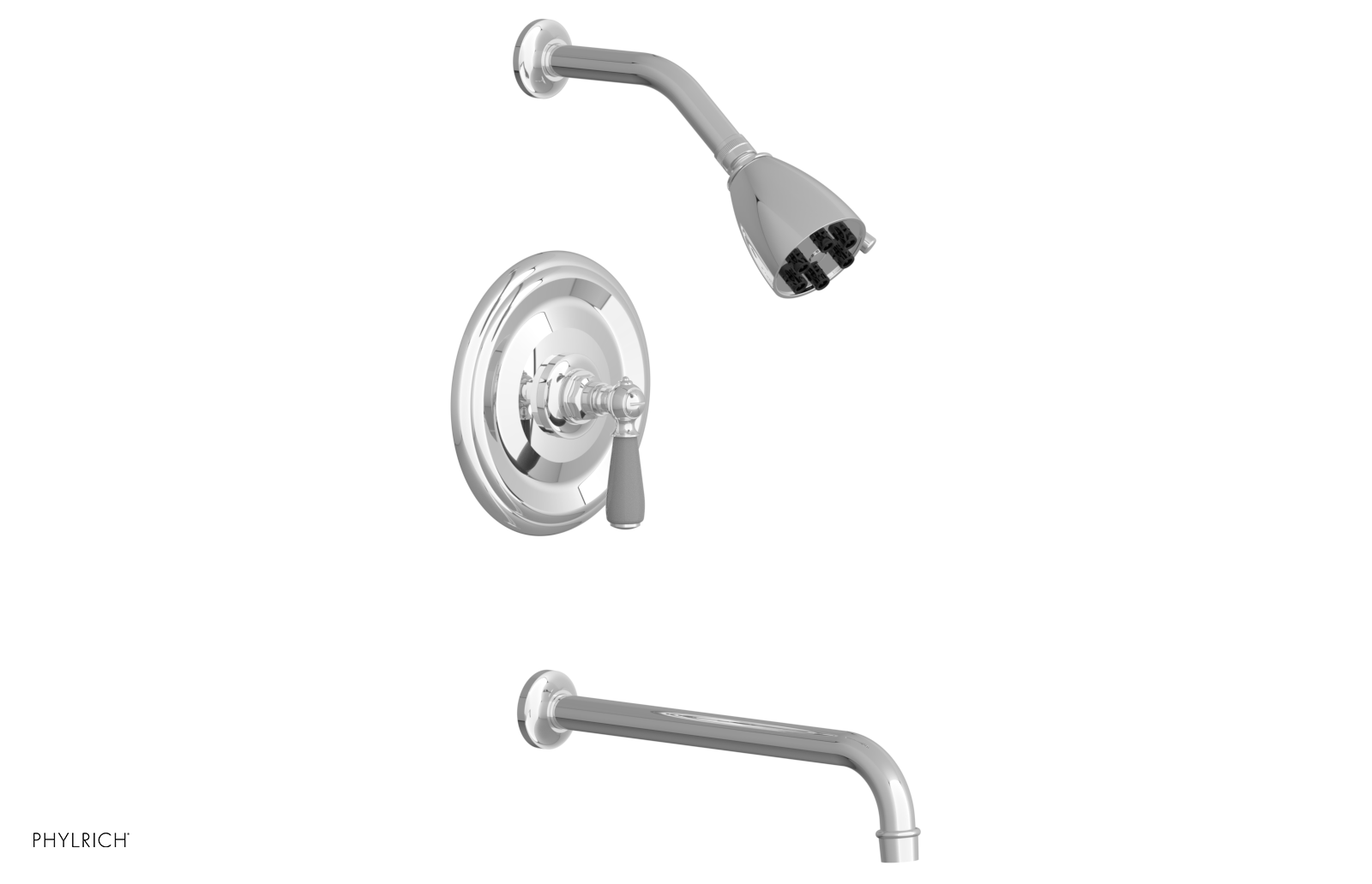 JAMESTOWN - 12" Pressure Balance Tub & Shower Set - Lever Handle with "Grey" Accents 165-27-12