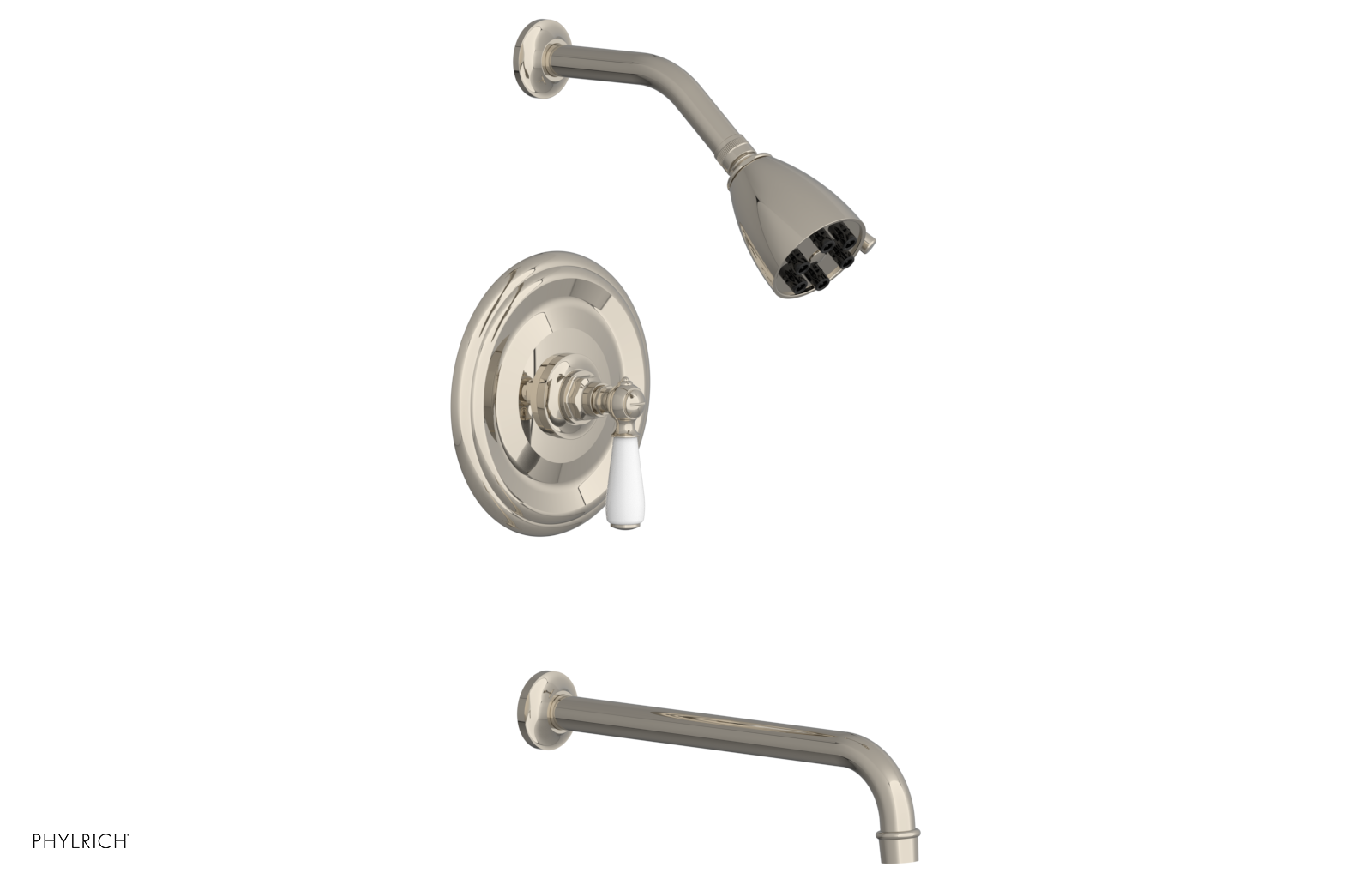 JAMESTOWN - 12" Pressure Balance Tub & Shower Set - Lever Handle with "White" Accents 165-27-12